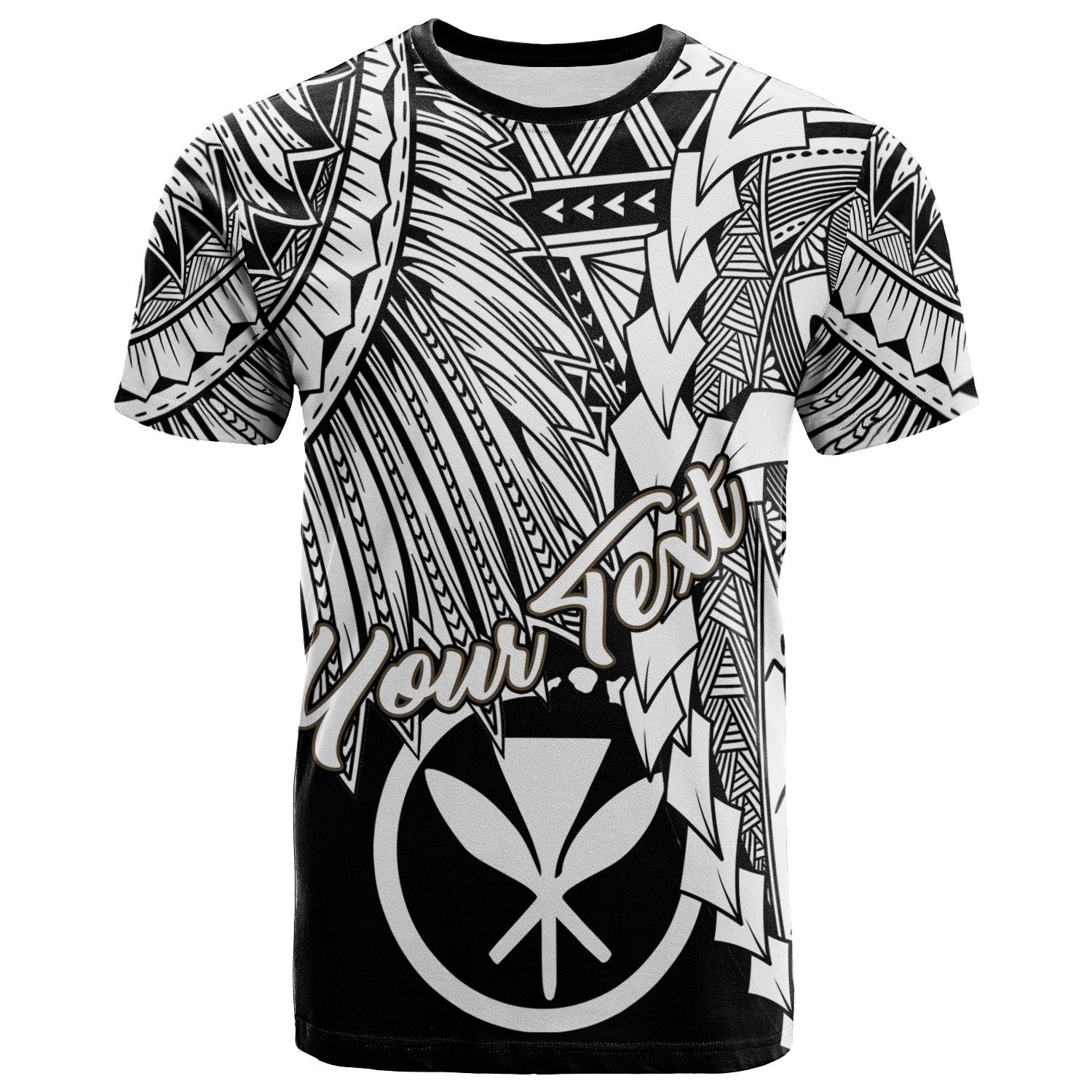 Hawaii Polynesian Custom Personalised T - Shirt - Tribal Wave Tattoo White