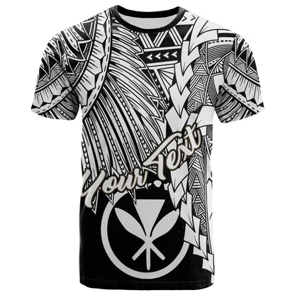 Hawaii Polynesian Custom Personalised T - Shirt - Tribal Wave Tattoo White