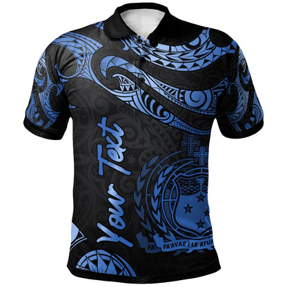 Samoa Polynesian Custom Personalised Polo Shirt - Poly Tattoo Blue Version