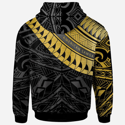 Custom Text American Samoa Custom Personalised Hoodie American Samoa Ginger Lei Pattern Gold