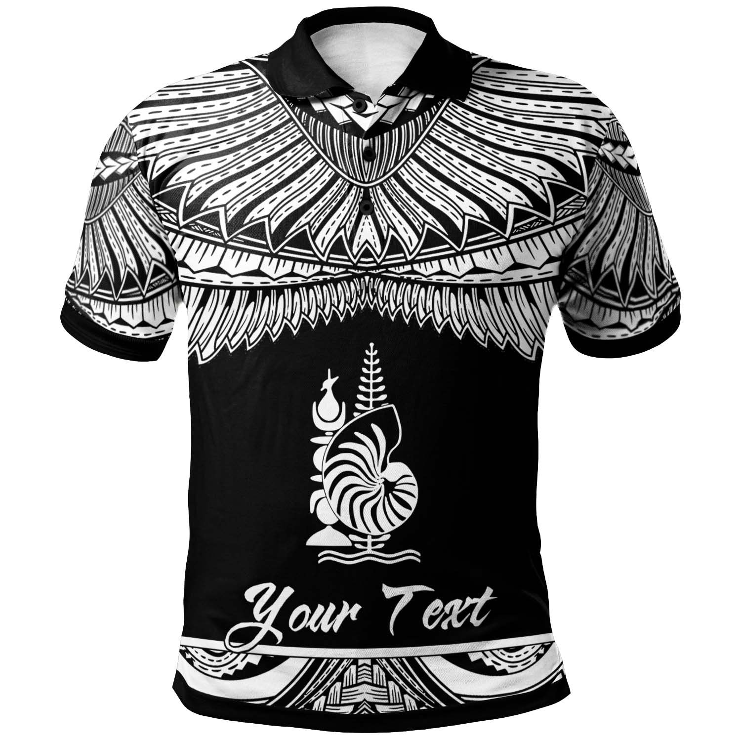 New Caledonia Polynesian Custom Personalised Polo Shirt - Poly Tattoo White Version