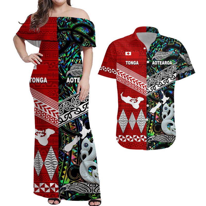 His And Her Matching Outfits New Zealand And Tonga Combo Dress And Shirt Together Paua Shell
