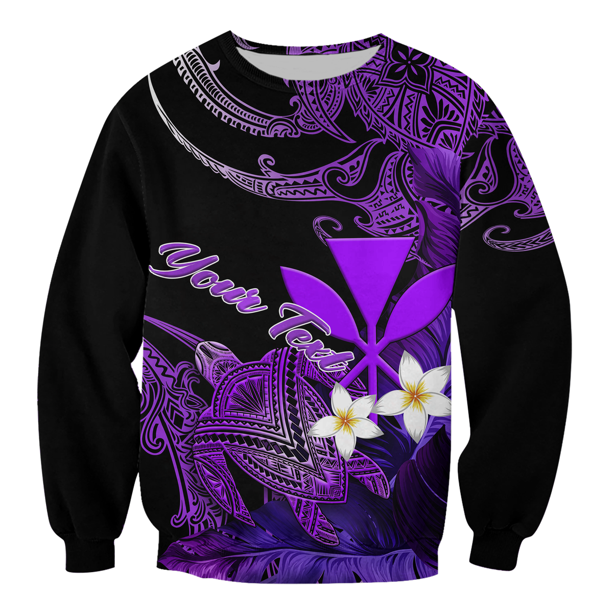 Custom Personalised Hawaii Turtle With Plumeria Leaf Purple Sweatshirt