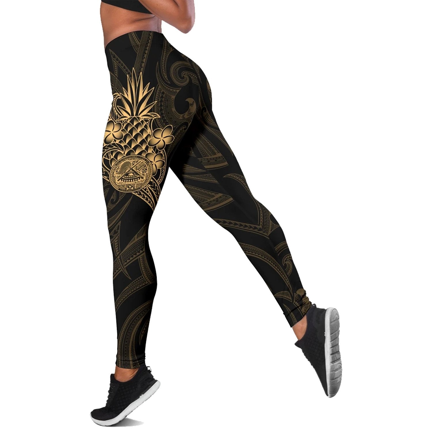 American Samoa Polynesian Women's Leggings - Gold Pineapple