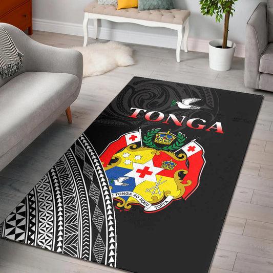 Tonga Area Rug Tongan Pattern Blithesome Version Black