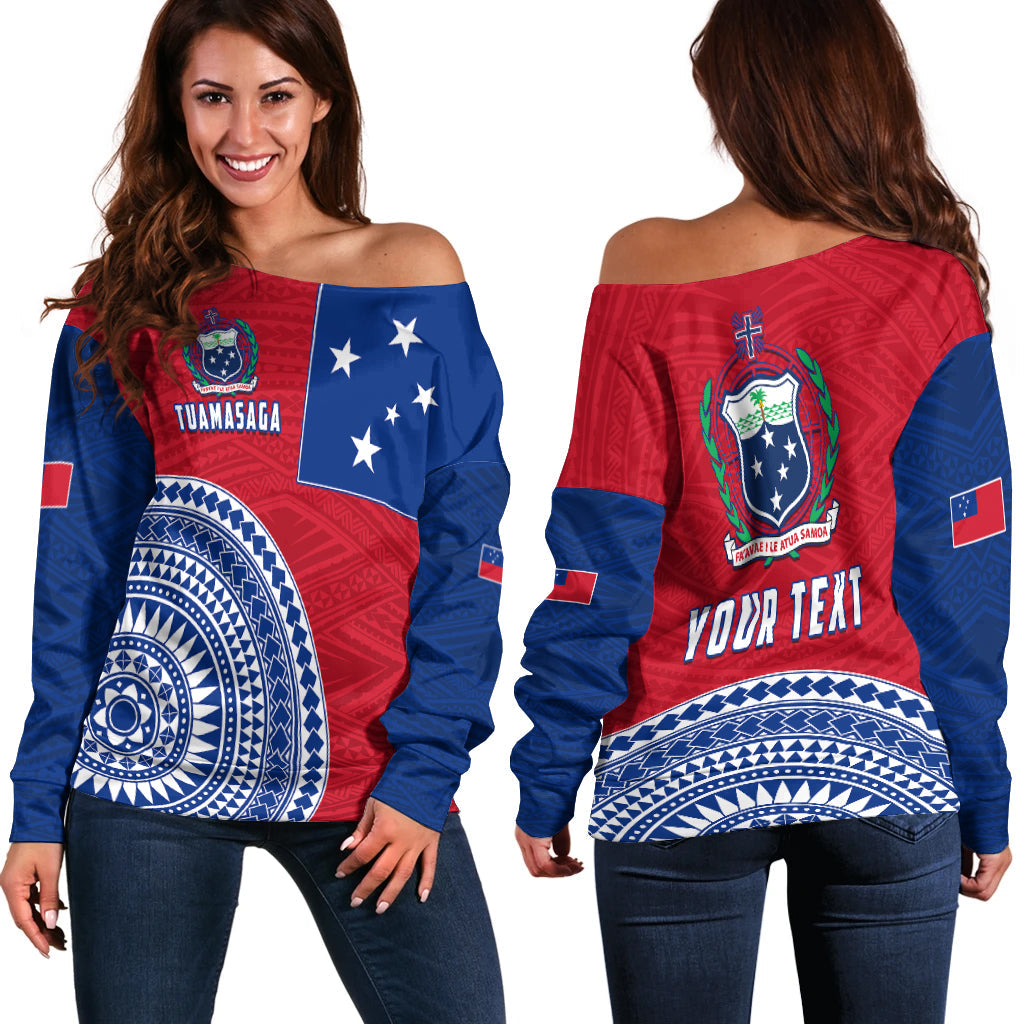 (Custom Personalised) Tuamasaga Samoa Off Shoulder Sweater Polynesian Pattern