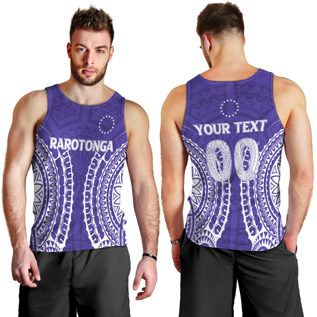 Custom Personalised Cook Islands Rarotonga Men Tank Top Purple Tribal Pattern