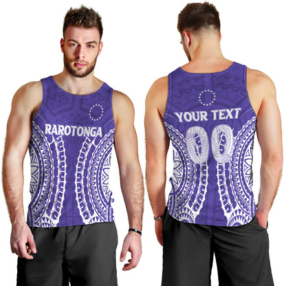 Custom Personalised Cook Islands Rarotonga Men Tank Top Purple Tribal Pattern