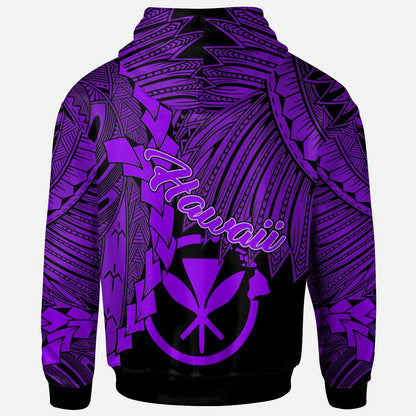Polynesian Hawaii Hoodie Tribal Wave Tattoo Purple