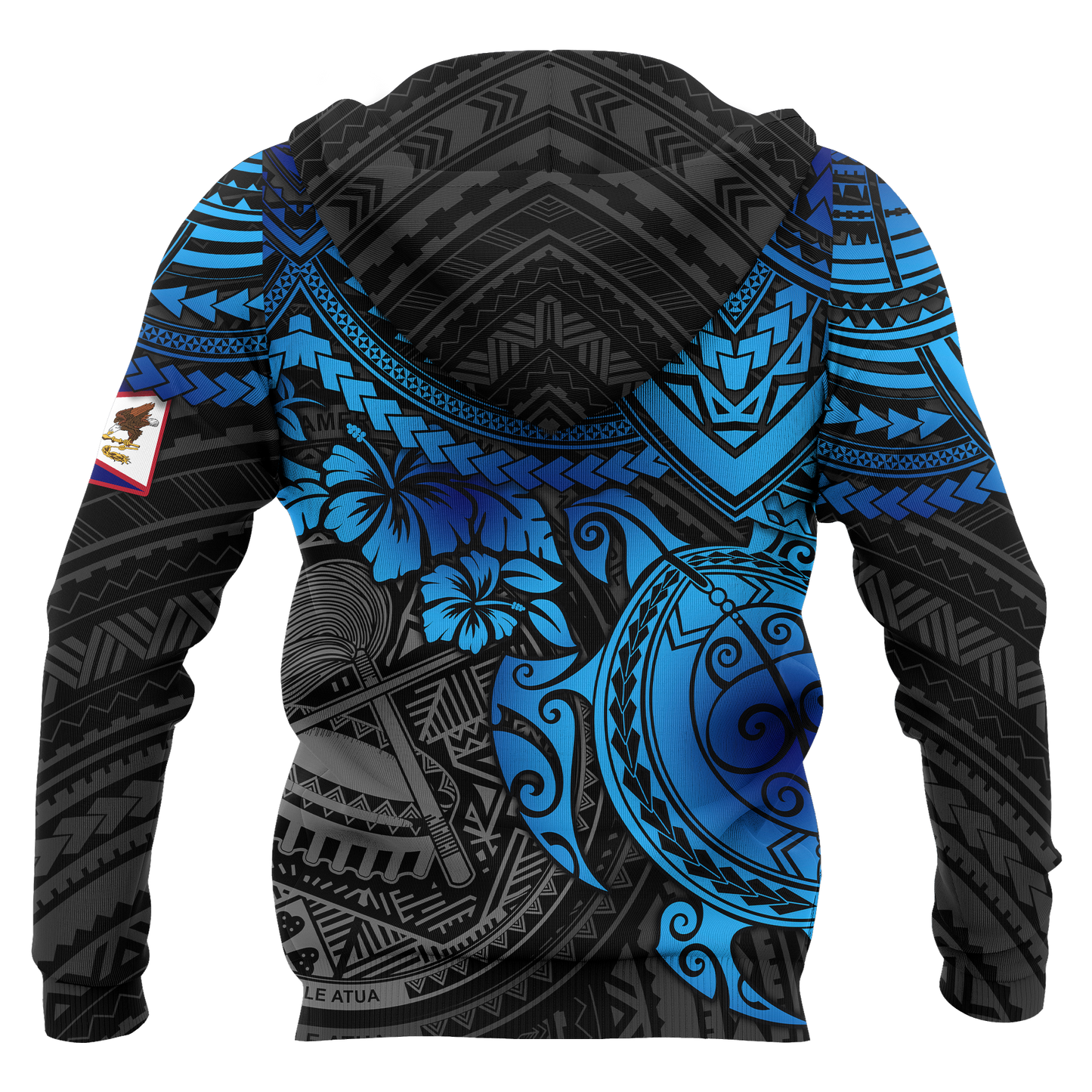 American Samoa Polynesian Hoodie Blue Turtle