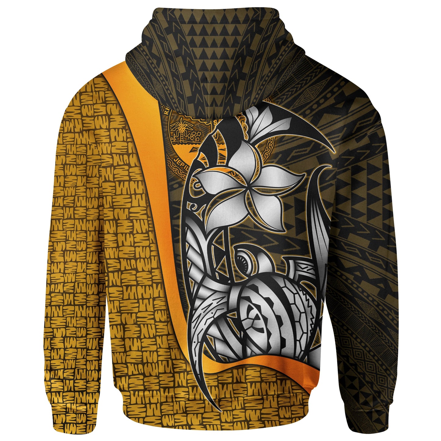 Marshall Islands Polynesian Hoodie Gold Coat of'rm Turtle with Hook