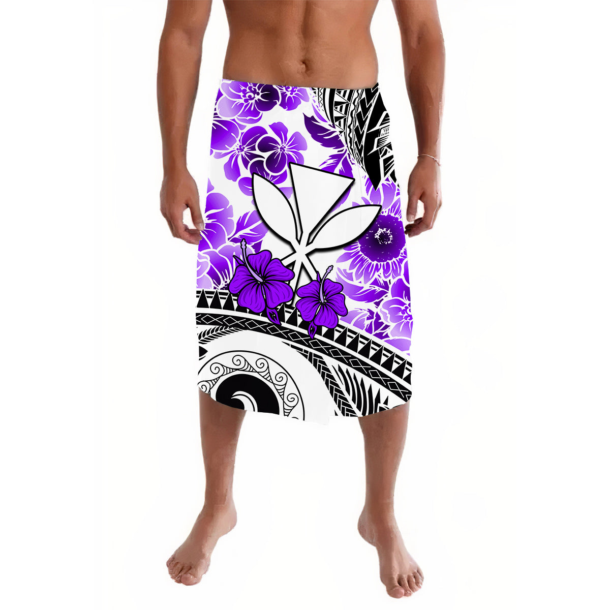 Hawaii Lavalava Polynesian and Purple Hibiscus