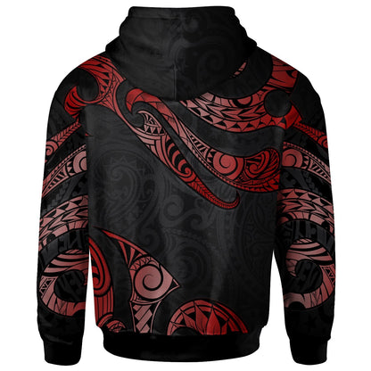 Palau Polynesian Hoodie Poly Tattoo Red Version