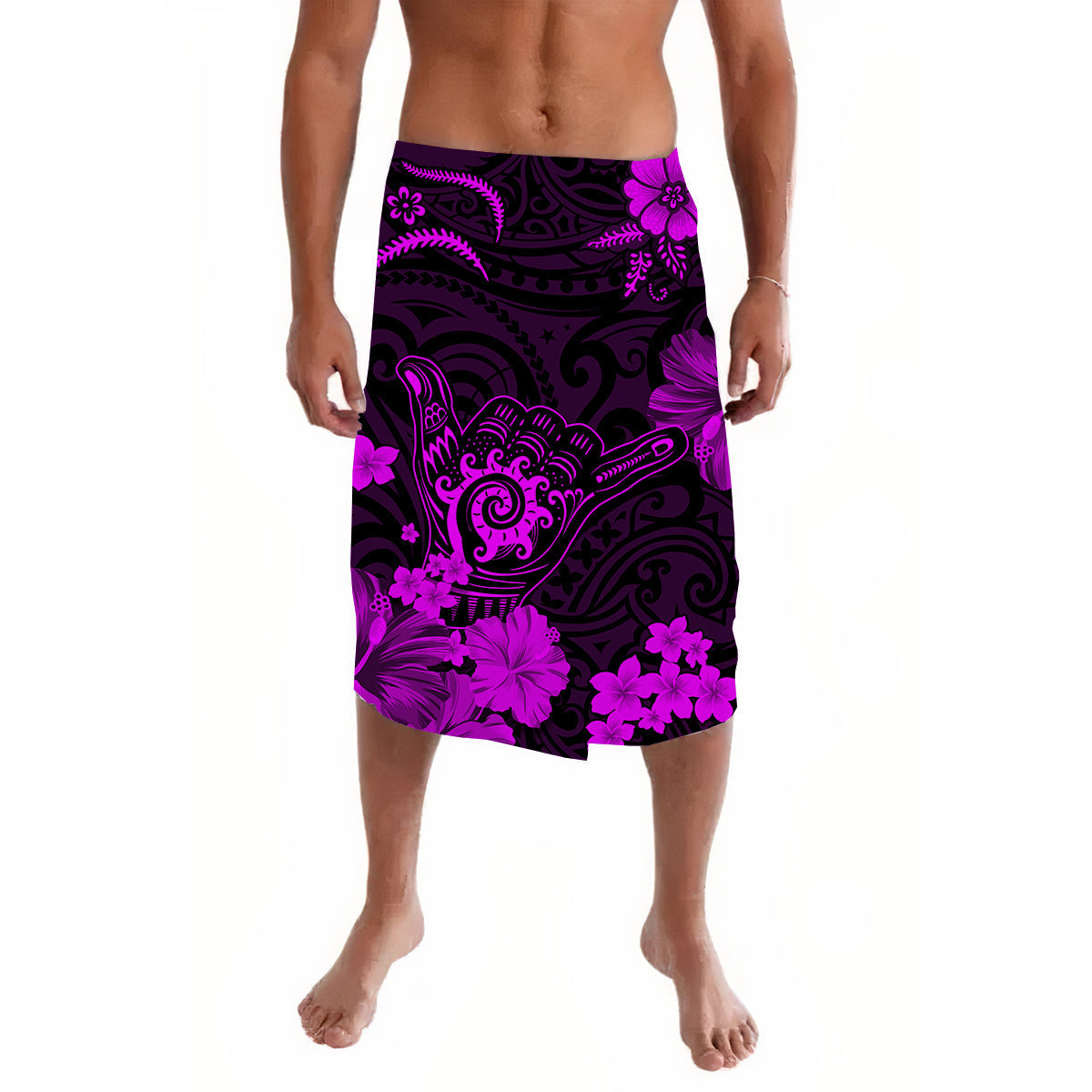 Hawaii Lavalava Polynesia Purple Cool Shaka Sign