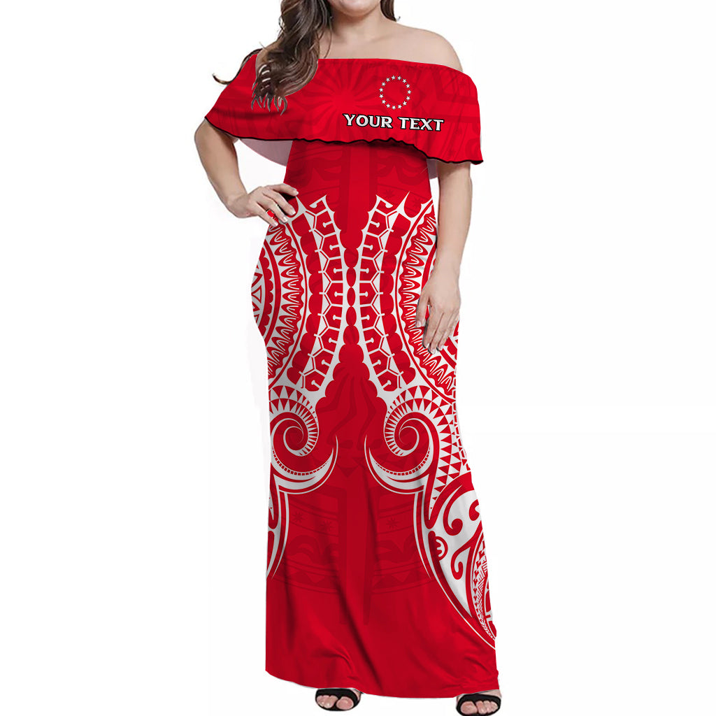 Custom Personalised Cook Islands Atiu Off Shoulder Long Dress Tribal Pattern