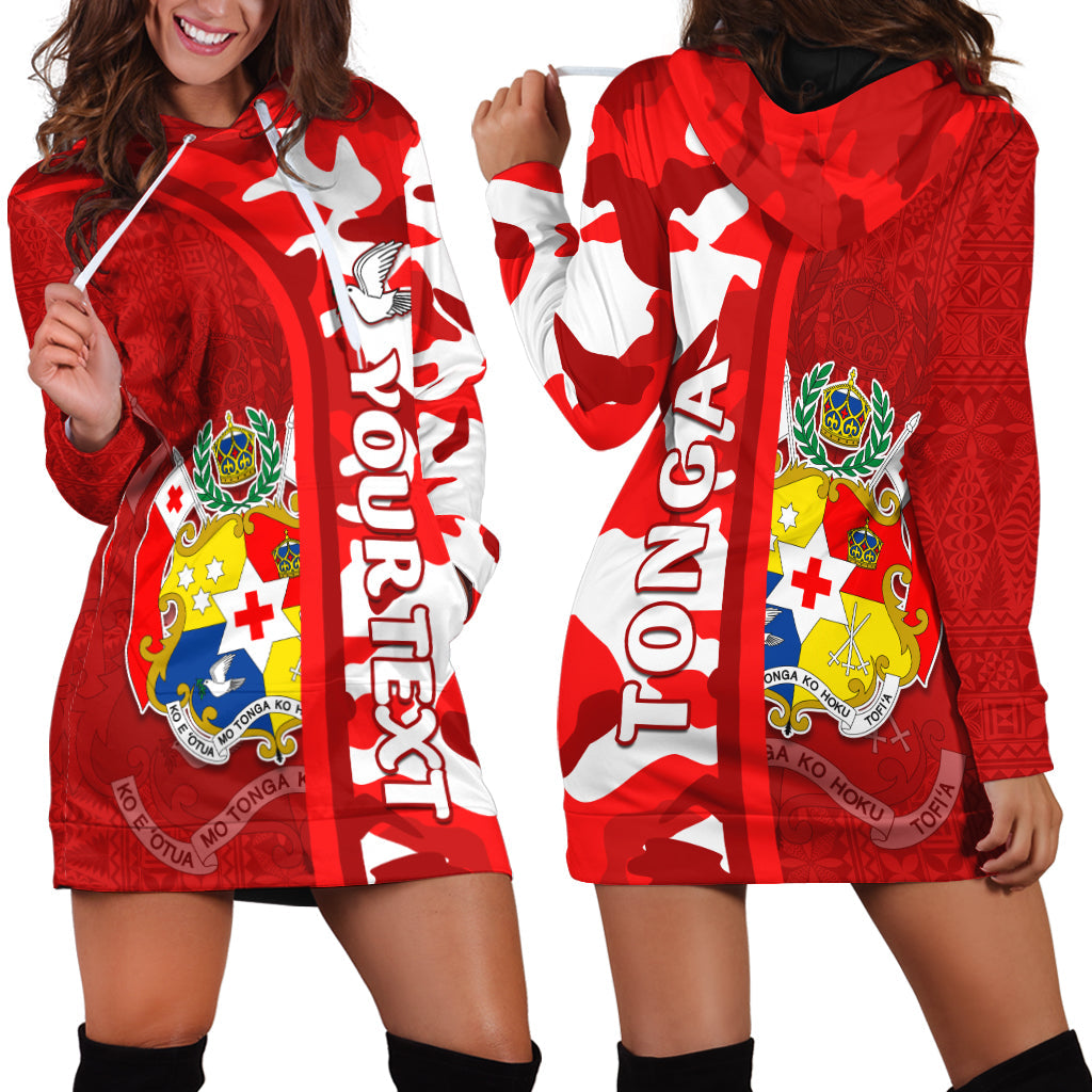 Custom Personalised Tonga Unique Hoodie Dress Camouflage with Tongan Pattern