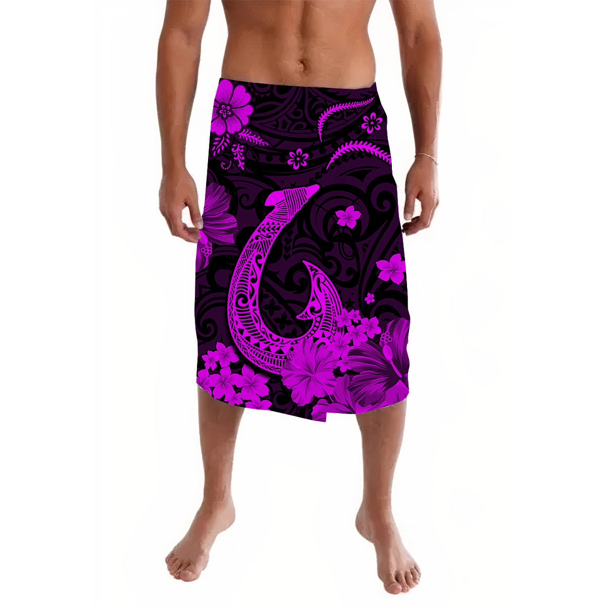 Hawaii Lavalava Polynesia Purple Fish Hook