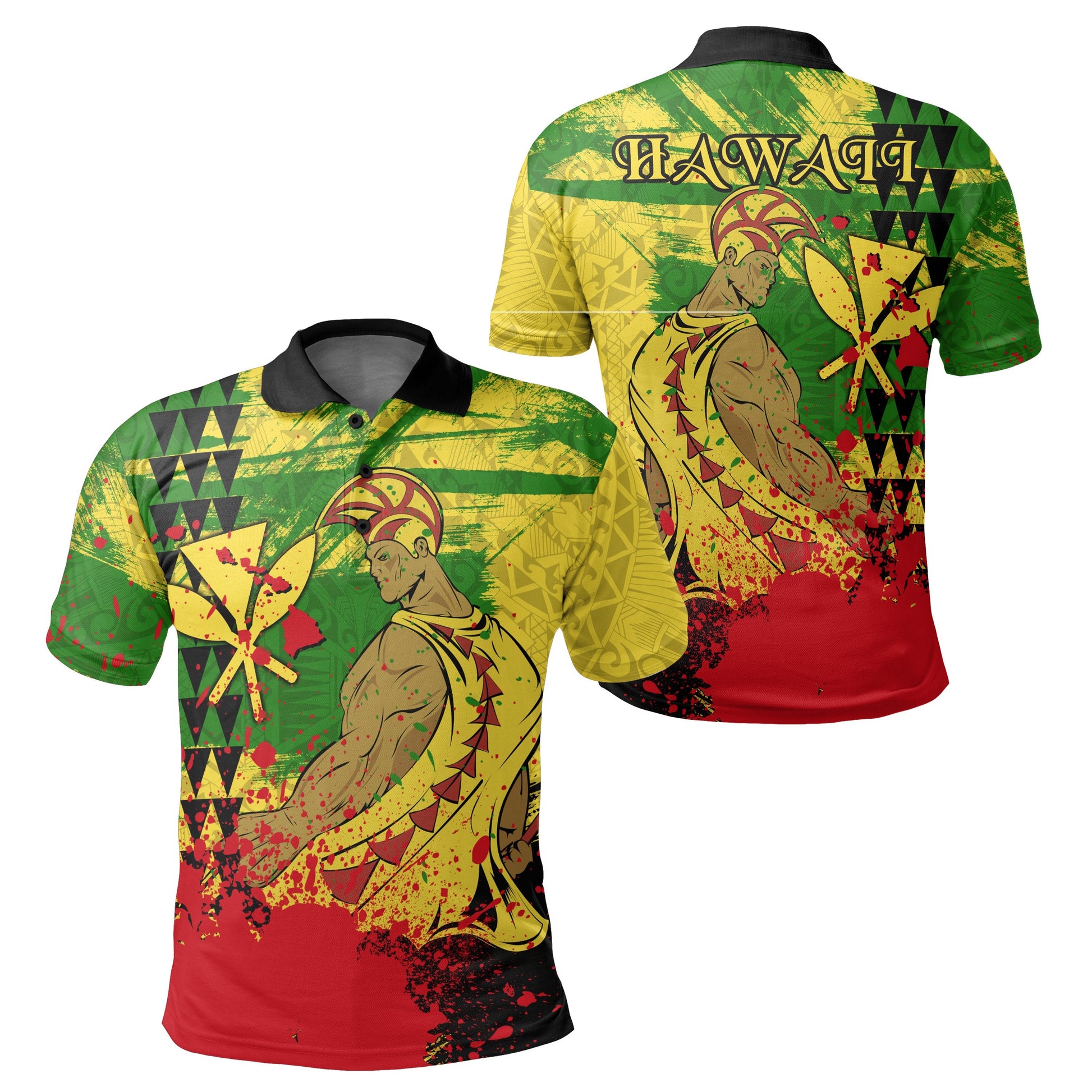 Hawaii Reggae Kanaka Maoli Warrior Spearhead Polo Shirt
