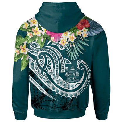 Fiji Polynesian Hoodie Summer Plumeria (Turquoise)