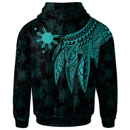 The Philippines Hoodie Polynesian Wings TurQuoiSe