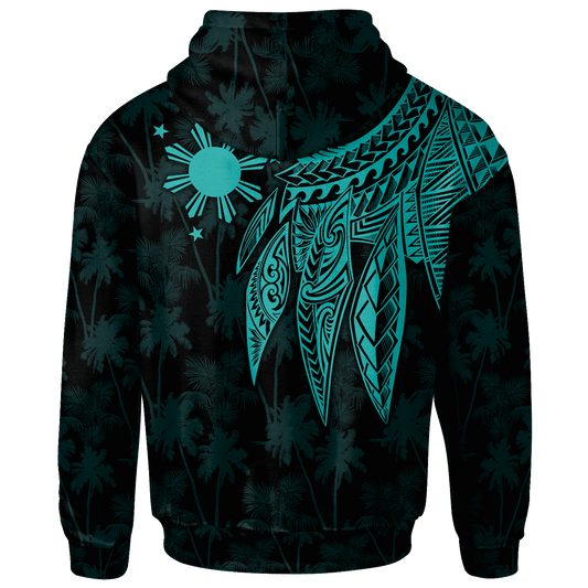 The Philippines Hoodie Polynesian Wings TurQuoiSe