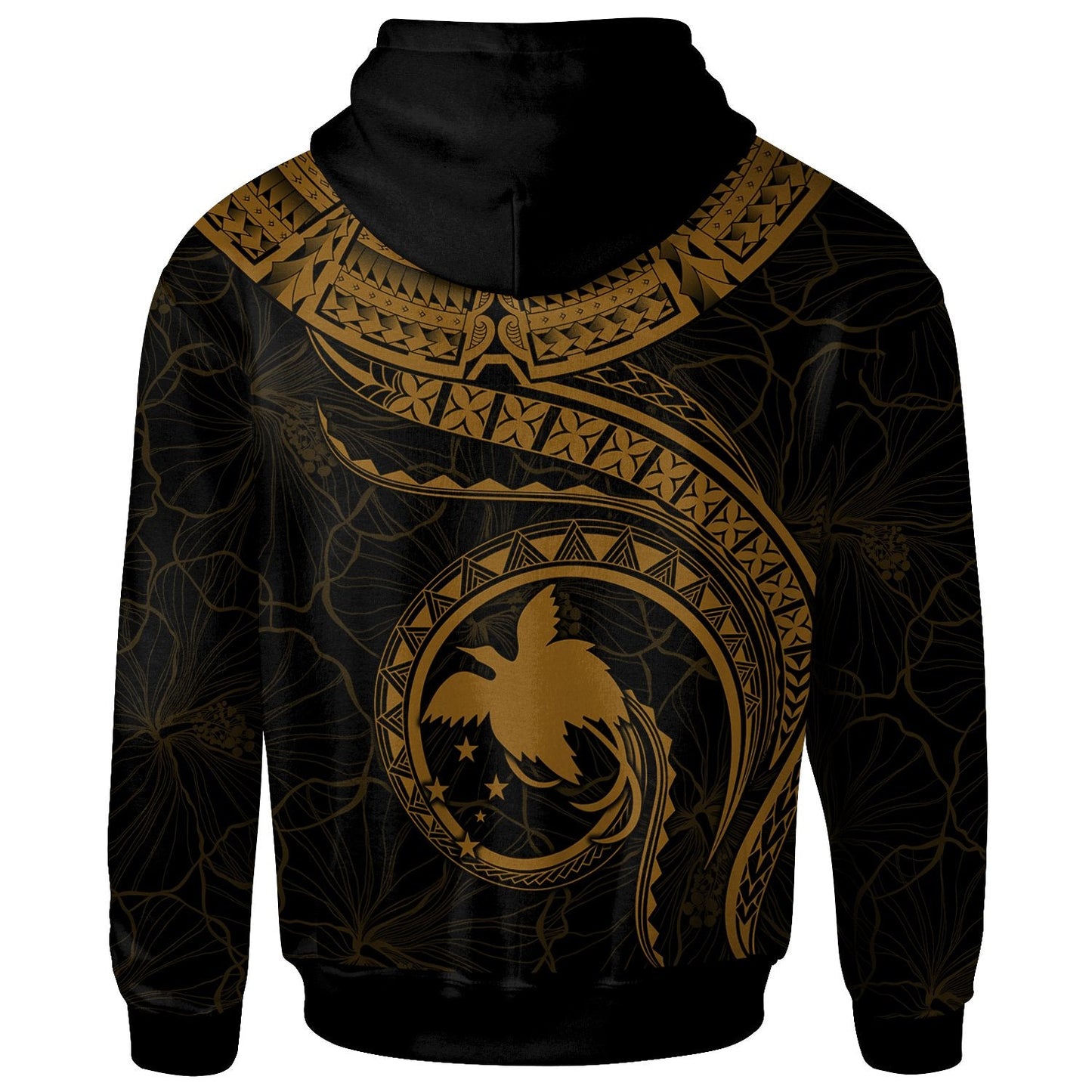 Papua New Guinea Polynesian Personalised Hoodie Papua New Guinea Waves Golden