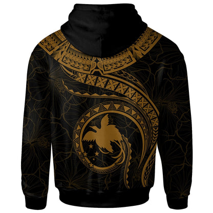 Papua New Guinea Polynesian Personalised Hoodie Papua New Guinea Waves Golden