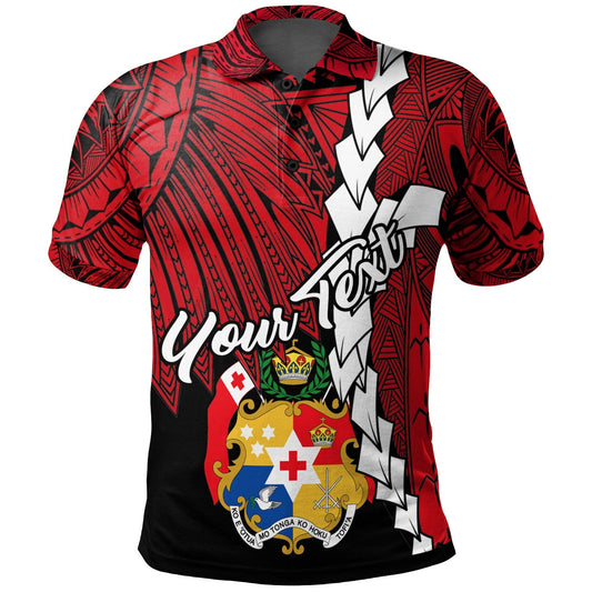 Tonga Polynesian Custom Personalised Polo Shirt - Tribal Wave Tattoo Flag Color