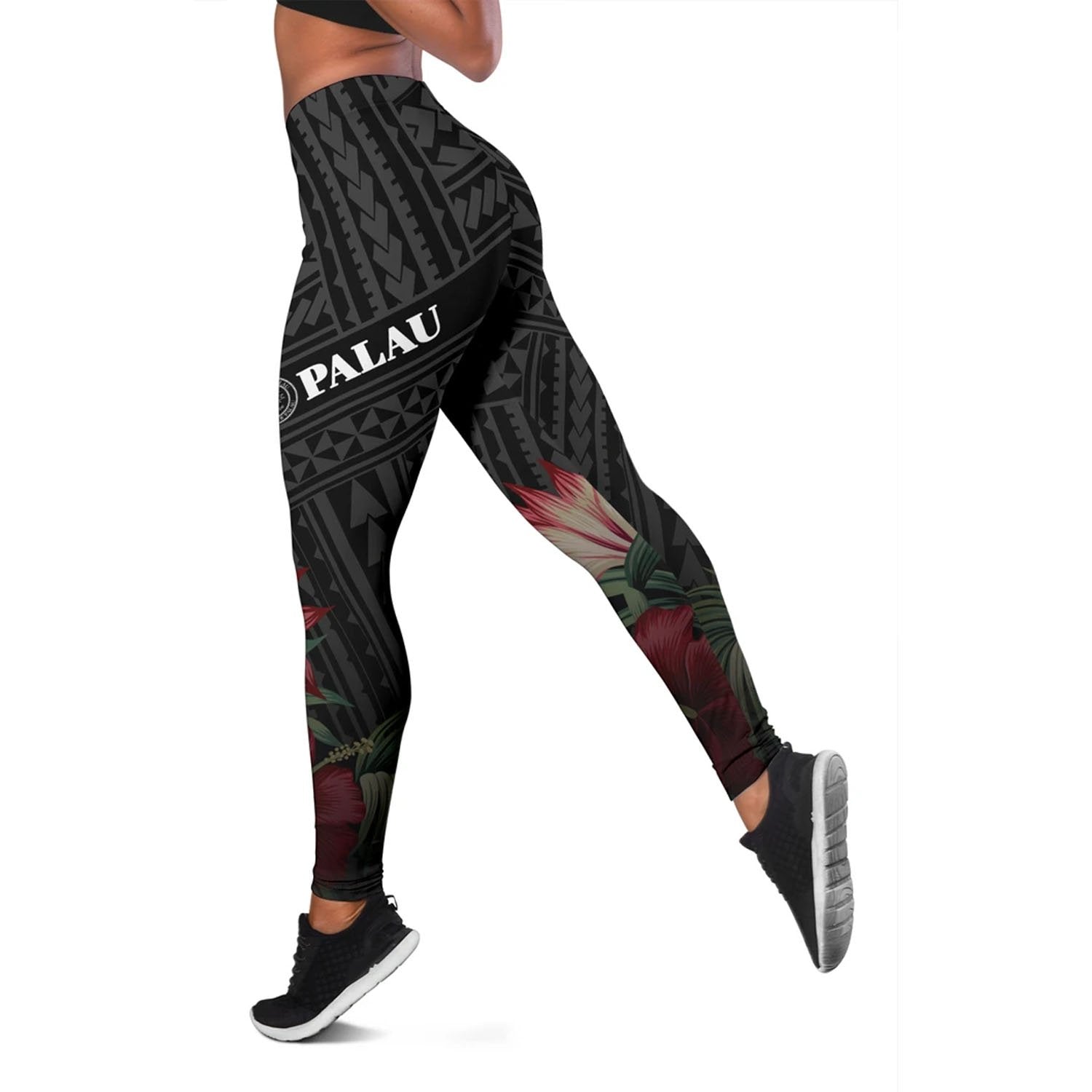 Palau Polynesian Women's Legging - Tropical Vintage Hibiscus