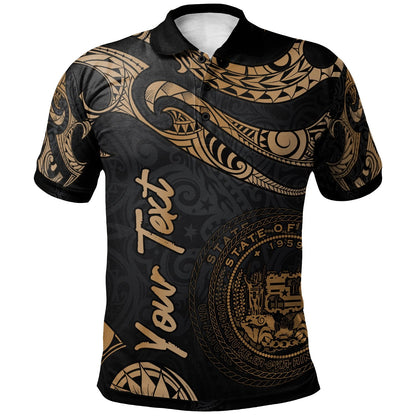 Hawaii Polynesian Custom Personalised Polo Shirt - Poly Tattoo Gold Version