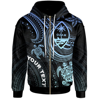 Guam Zip Up Hoodie Blue Turtle