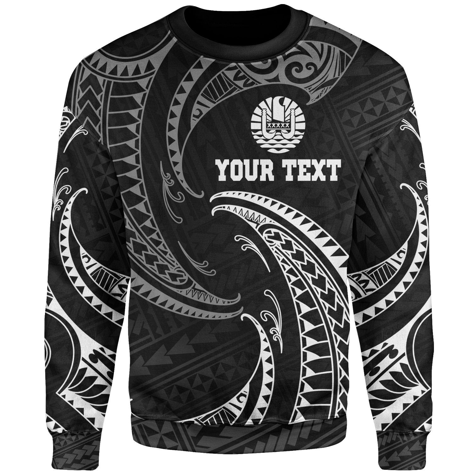Tahiti Polynesian Custom Personalised Sweater White Tribal Wave