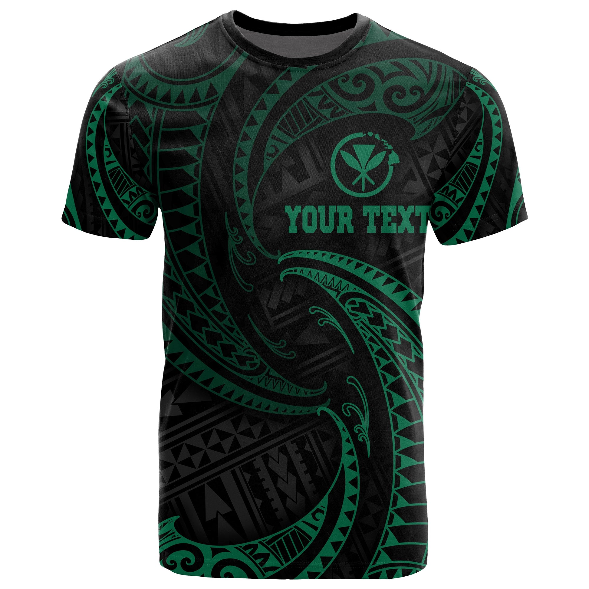Polynesian Hawaii Custom Personalised T Shirt Green Tribal Wave