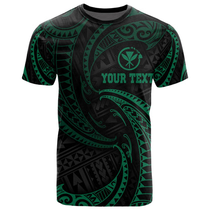 Polynesian Hawaii Custom Personalised T Shirt Green Tribal Wave