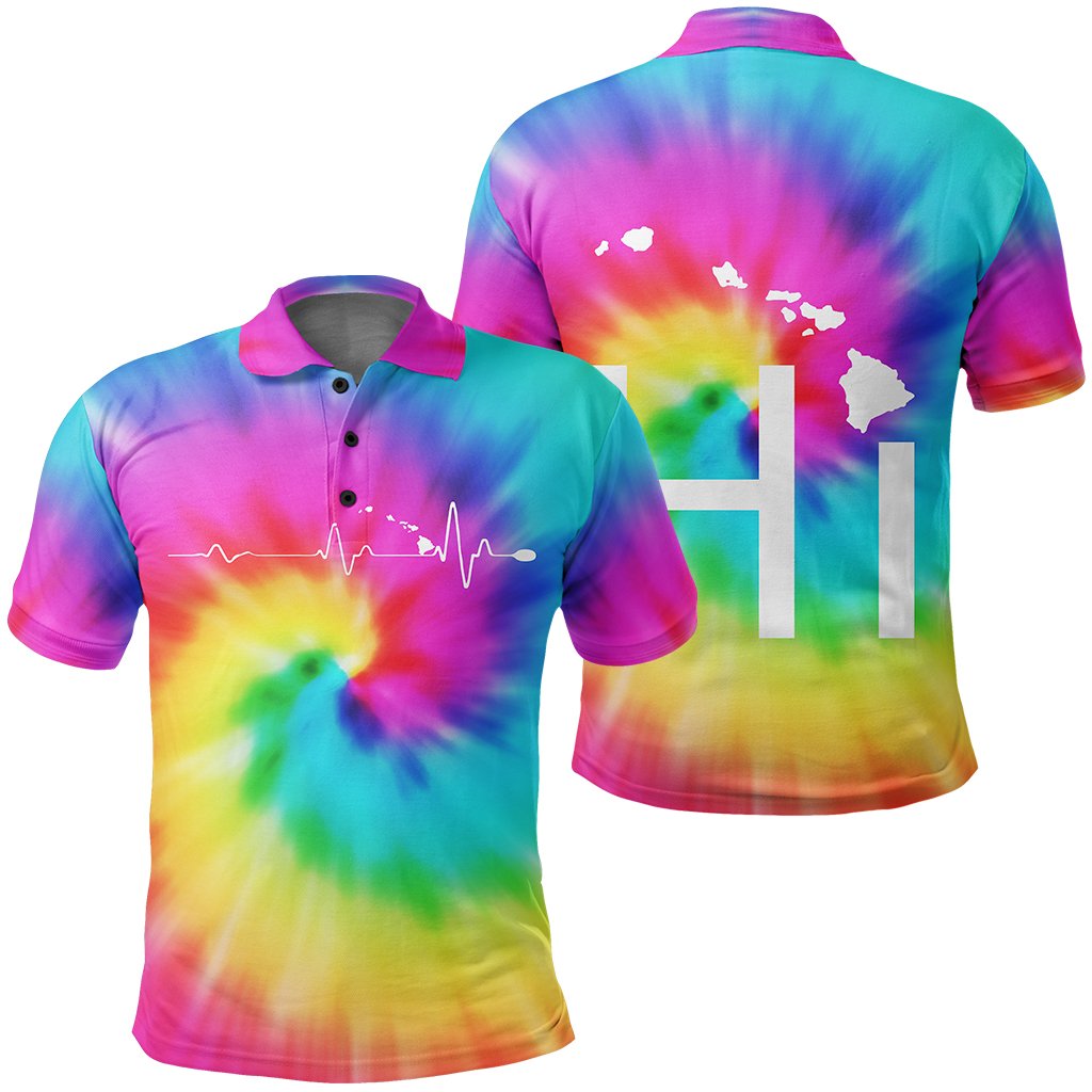 Hawaiian Map Polo Shirt Tie Dye