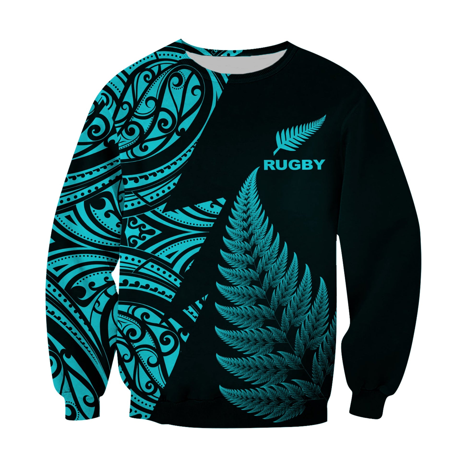 New Zealand Rugby Sweatshirt Aotearoa Maori Style Turquoise