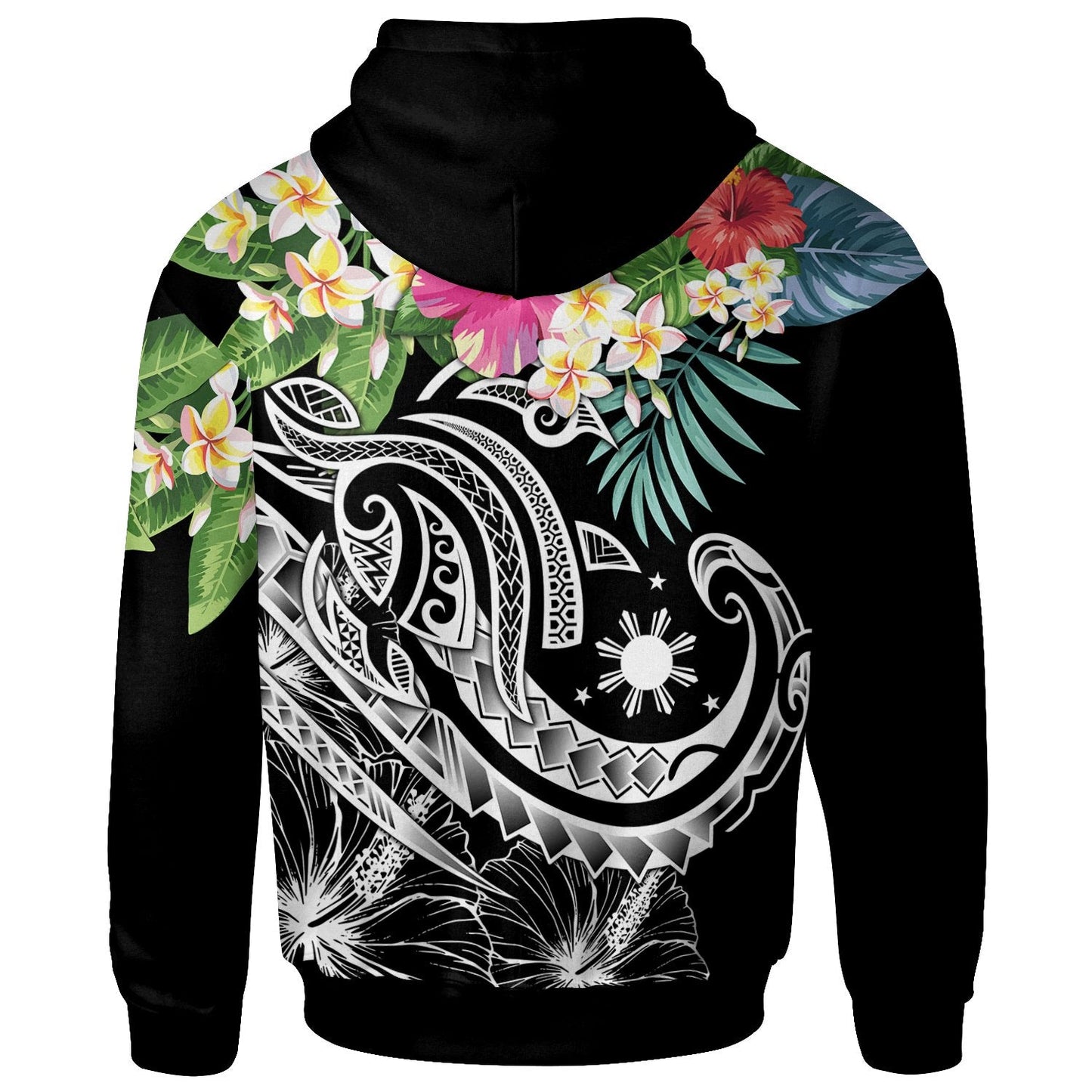 The Philippines Hoodie Summer Plumeria Black