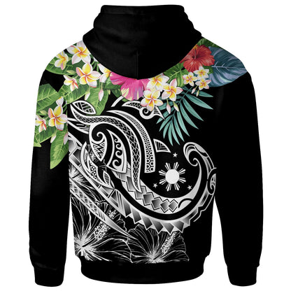 The Philippines Hoodie Summer Plumeria Black