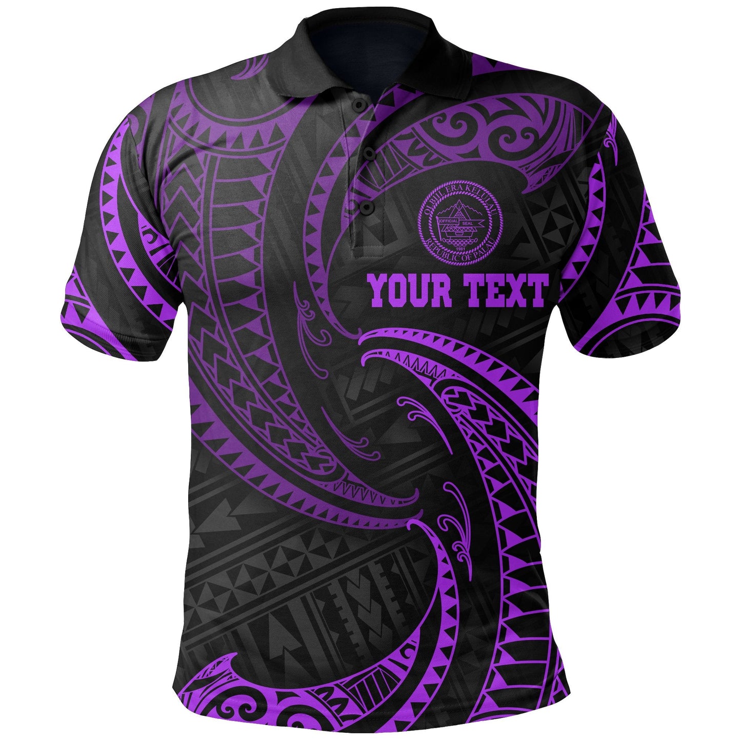 Palau Polynesian Custom Personalised Polo Shirt - Purple Tribal Wave