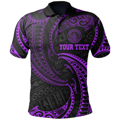 Palau Polynesian Custom Personalised Polo Shirt - Purple Tribal Wave