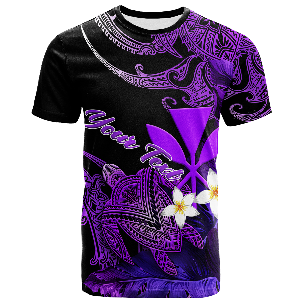 (Custom Personalised) Hawaii Turtle With Plumeria Leaf Purple T Shirt 2