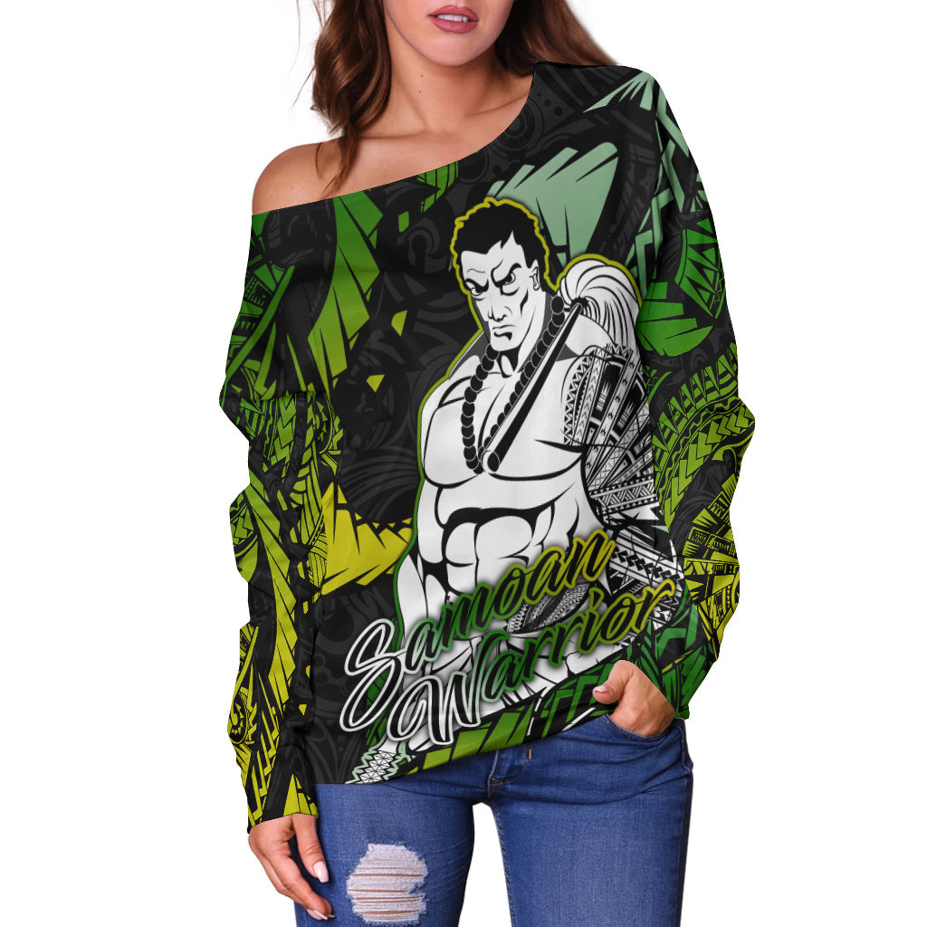 (Custom Personalised) Samoan Warrior Pride Samoa Polynesia Women Off Shoulder Sweater