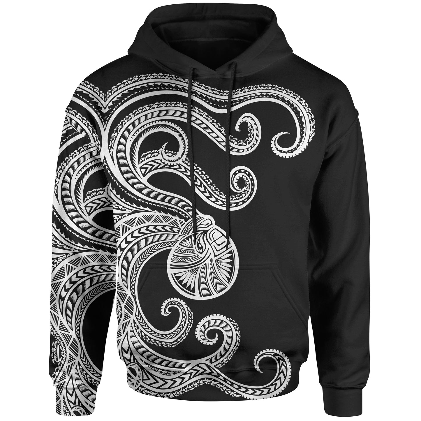 Polynesian Octopus Hoodie Black Color