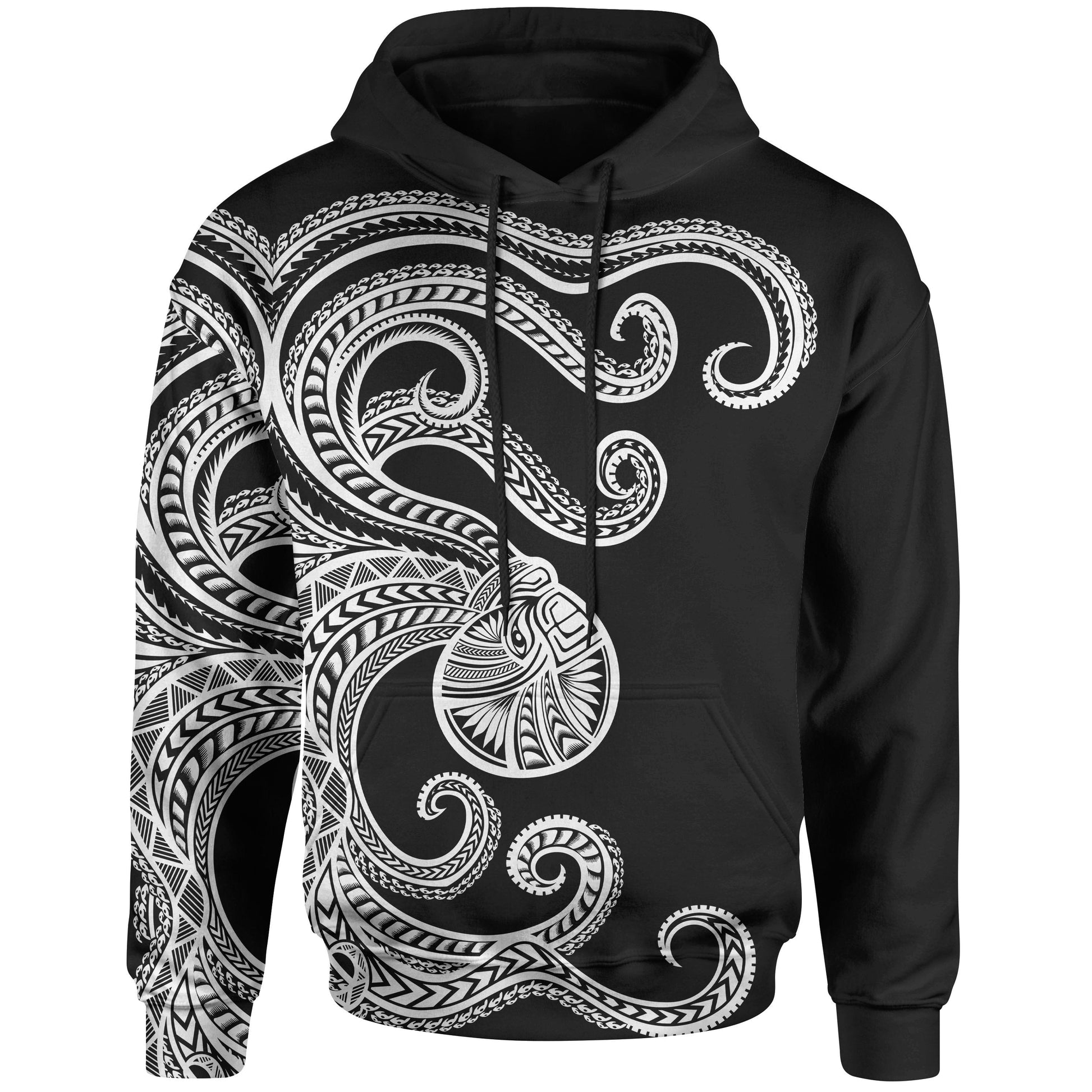 Polynesian Octopus Hoodie Black Color
