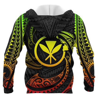 Hawaii Polynesian Hoodie Reggae Tribal Wave