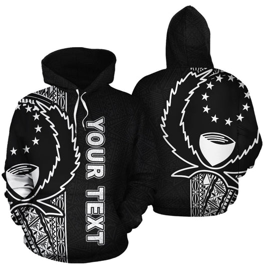 Custom Text Pohnpei Polynesian Personalised Custom Hoodie White Line