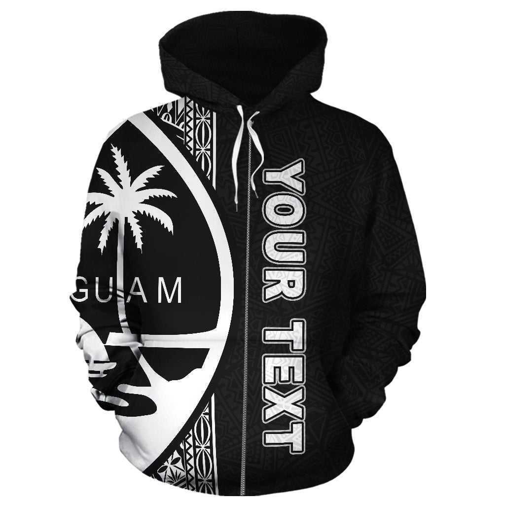 Custom Text Guam Polynesian Personalised Custom Zip Up Hoodie White Line