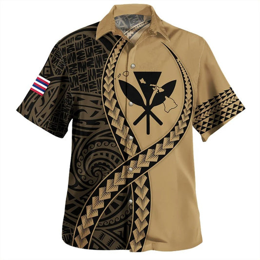 Kanaka Maoli Polynesian Tribal Pattern Curve Style Shirt Hawaii Island Short Sleeves Summer Hawaiian Shirt