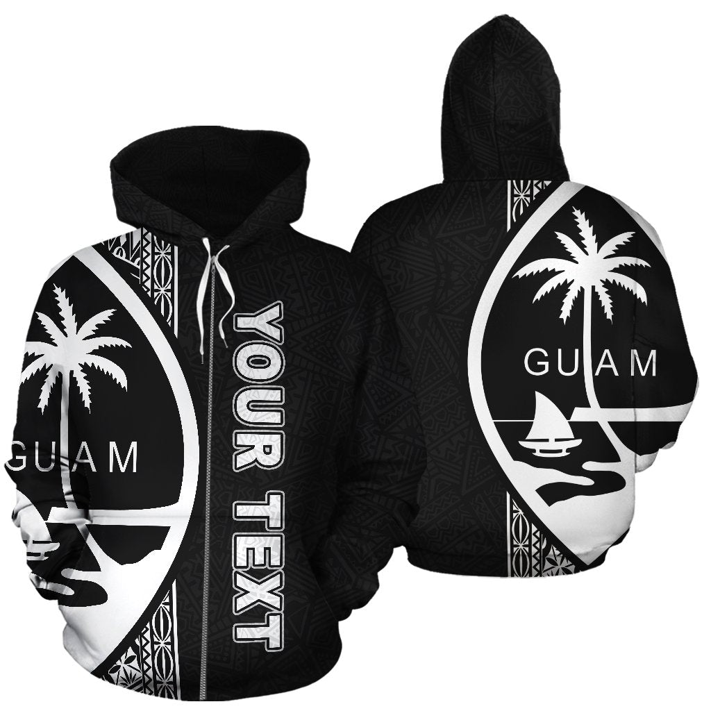 Custom Text Guam Polynesian Personalised Custom Zip Up Hoodie White Line