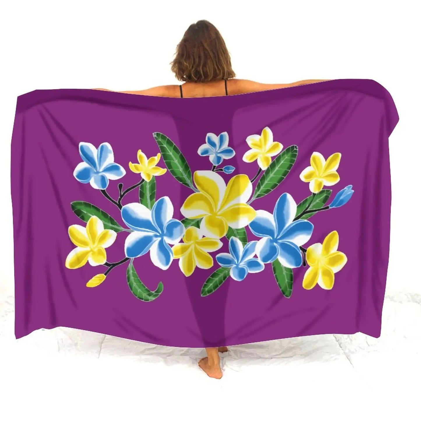 Tropical Floral Patterns Printed Purple Women's Sarong Beach